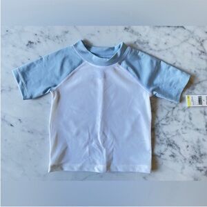 Sears brand kids, white blue, short sleeve rash guard UPF 50, 2T